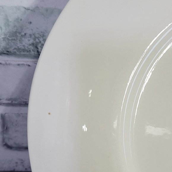Vintage 60s Homer Laughlin Richelieu Fleur De Lis Chop Plate 12.5" Ivory & Blue - Picture 5 of 7
